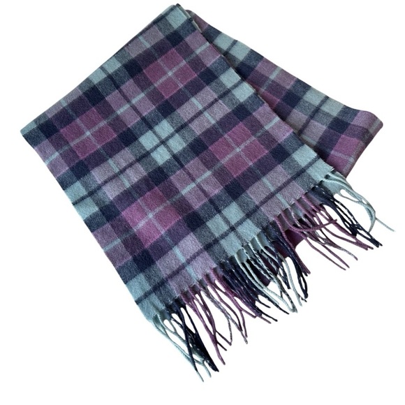 Fringed Plaid Scarf in Purple and Blue - Picture 5 of 8